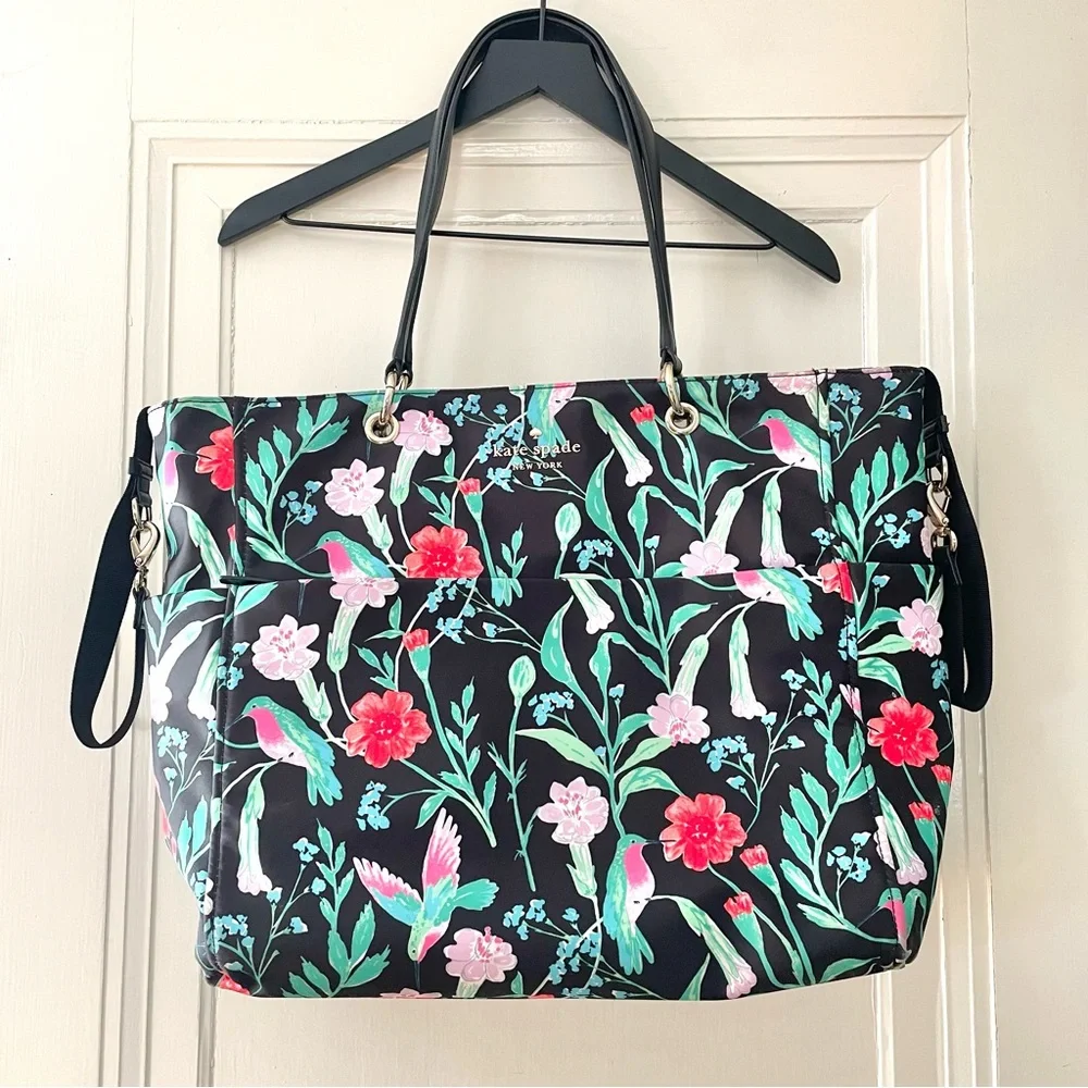 Kate Spade Watson Lane Pauline Hummingbird Floral Diaper Bag with Changing Pad